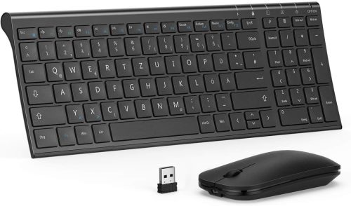 seenda Vezeték Nélküli Billentyűzet és Egér Szett - Ultravékony, Hordozható, Újratölthető, Fekete, PC/Laptop/Smart TV Kompatibilis
