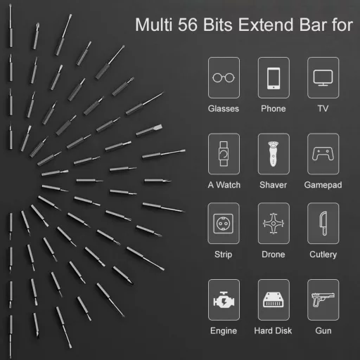 Șurubelniță electrică cu litiu Wowstick 1F+ cu LED și suport magnetic, 56 biți