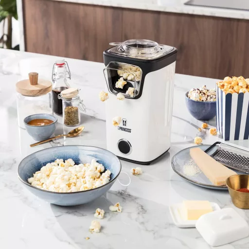 Princess Forró Levegős Popcorn Készülék - 3 Perc alatt Friss Popcorn, Zsírszegény Snack 1100W