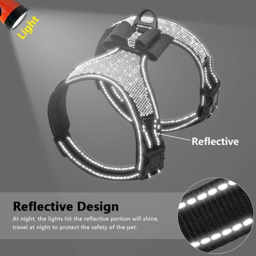 Beirui Strasszos Kutyahám Fekete Színben - Mellény Típusú, Fényvisszaverő, Csokornyakkendővel, Kis és Közepes Kutyáknak