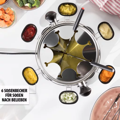 Tristar FO-1109 elektromos fondue készlet 8 személyre, 1,3L, rozsdamentes acél