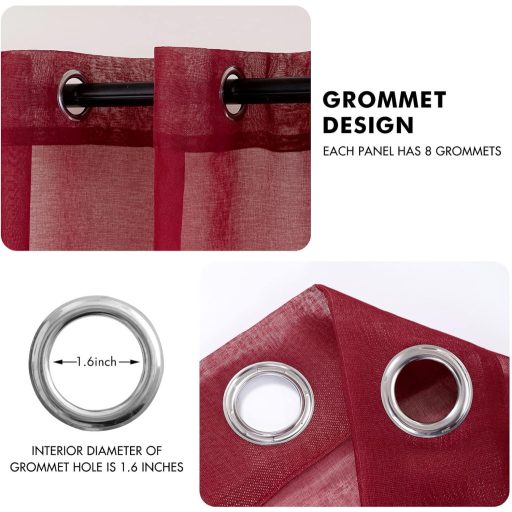 MIULEE Áttetsző Vörös Fényáteresztő Függöny Hálószobába 140x175 cm
