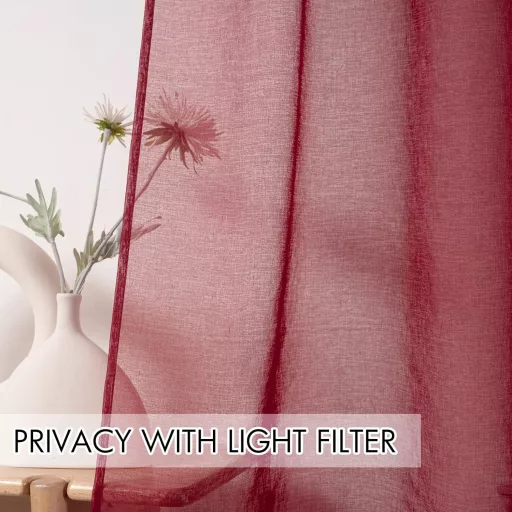 MIULEE Áttetsző Vörös Fényáteresztő Függöny Hálószobába 140x175 cm