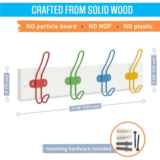 Detský vešiak Tibres matná biela pre chlapcov a dievčatá