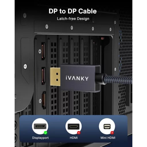 Ivanky 4K DisplayPort kábel 2m 144Hz, VESA certified, FreeSync/G-Sync