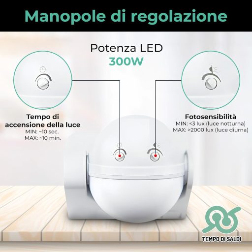 TEMPO DI SALDI Infravörös Mozgásérzékelő PIR 180° 10M Szenzor