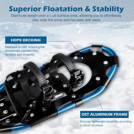 Set de rachete de zăpadă NACATIN 4 în 1, 30" (76cm), pentru bărbați, femei și adolescenți, aluminiu ușor, bețe de schi reglabile și apărători impermeabile pentru picioare.