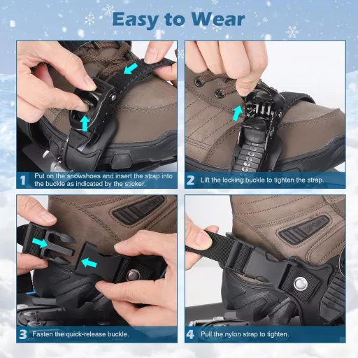 NACATIN 4 az 1-ben 30"(76cm) hótalpak szett férfiaknak, nőknek és tizenéveseknek, könnyű alumínium, állítható sízokni és vízálló lábszárvédő