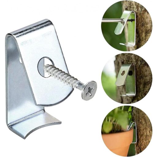 Tosnail 20 darabos virágcserép klipsz, fém növényfogó falikarok, standard agyag virágcseréphez, ezüst színű