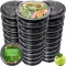 Prep Naturals Set 10 Caserole Alimentare cu Capac - Potrivite pentru microunde și mașina de spălat vase