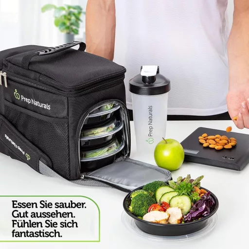 Prep Naturals Set 10 Caserole Alimentare cu Capac - Potrivite pentru microunde și mașina de spălat vase