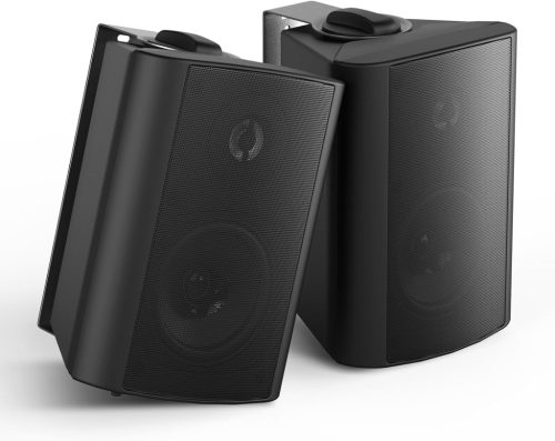 Boxe de exterior Bluetooth 5.25" Herdio rezistente la apă - Sunet stereo 200W, utilizare interior-exterior, consolă de perete rotativă, negru