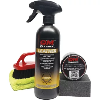  QM Cleaner bőrtisztító szett autóhoz - bőrápoló, kondicionáló, mikroszálas kendő