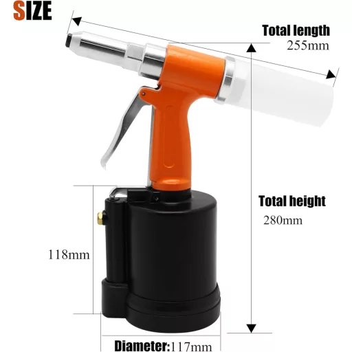 Pistol pneumatic de nituit NEWTRY W560 - Hidraulic cu forță dublă, cu 4 capete pentru nituri din aluminiu/fier/oțel inoxidabil, industrial