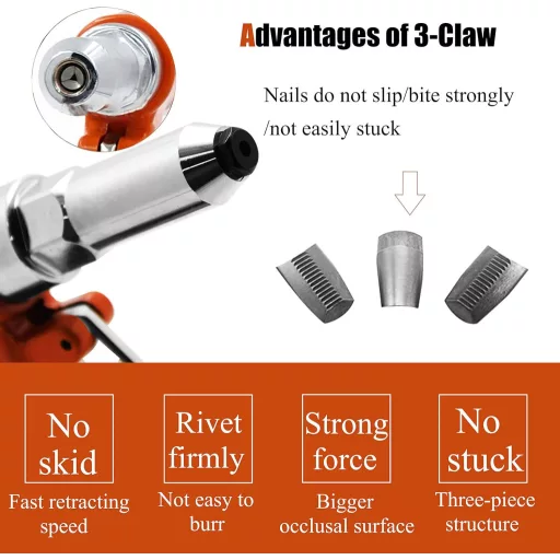 Pistol pneumatic de nituit NEWTRY W560 - Hidraulic cu forță dublă, cu 4 capete pentru nituri din aluminiu/fier/oțel inoxidabil, industrial