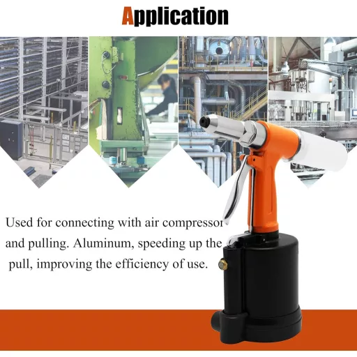 Pistol pneumatic de nituit NEWTRY W560 - Hidraulic cu forță dublă, cu 4 capete pentru nituri din aluminiu/fier/oțel inoxidabil, industrial