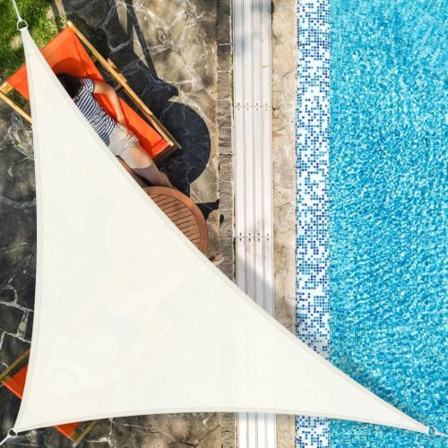 AXT SHADE Pânză de umbrire triunghiulară 3x3x4,25m - HDPE respirabil, protecție UV, pentru terasă, balcon și grădină - Alb crem