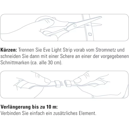 Bandă LED Inteligentă Eve Light Strip - Iluminare ambientală colorată pentru casă, 2 metri, bandă luminoasă RGB reglabilă, compatibilă HomeKit