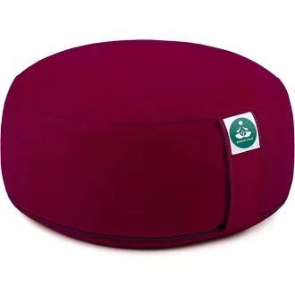   Okrúhly meditačný vankúš Present Mind Zafu 16 cm bordový z prírodných materiálov EÚ