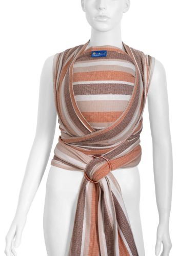 Dacony Baby Doo Wrap Țesut Port-bebe cu 2 Inele - Culoare Scorțișoară, 5,2m, până la 8kg, Bumbac, Lavabil la Mașină, Pentru Purtare pe Spate