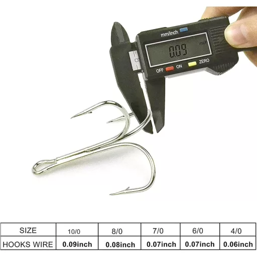 SHADDOCK Erős Horgásztripla Horog - 10 db Rozsdamentes Acél Tengeri Horgászhorog 4/0-as Méretben, Éles Tűheggyel, Sós- és Édesvízhez