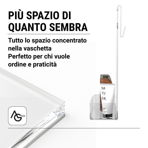 Agplex fürdőszobai polc akril üveg szappan és sampon tartó fúrás nélkül