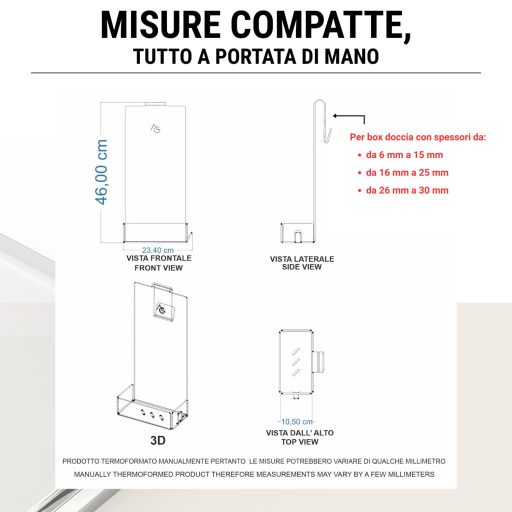 Agplex fürdőszobai polc akril üveg szappan és sampon tartó fúrás nélkül