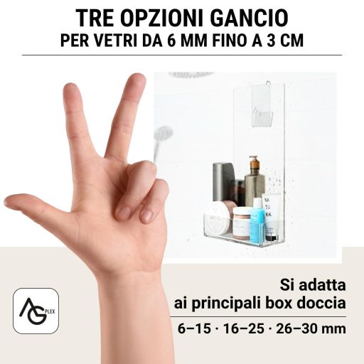 Agplex polica za kupaonicu od akrilnog stakla, držač za sapun i šampon, bez bušenja