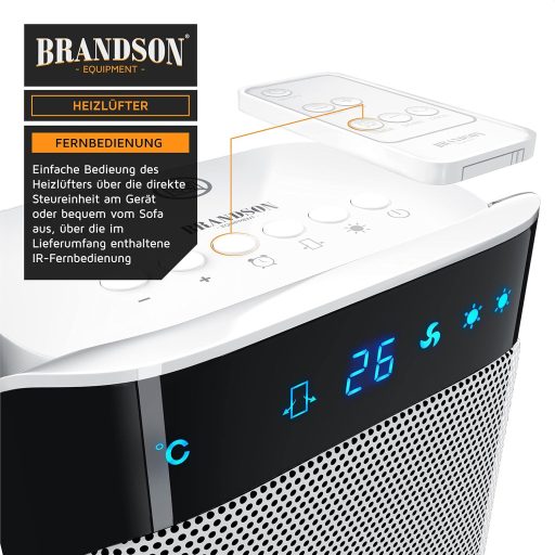 Brandson Ventilátoros Fűtőtest Távirányítóval Fekete