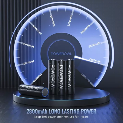POWEROWL Baterii Reîncărcabile AA 8 buc - 2800 mAh Baterie Ni-MH de Mare Capacitate cu 1200 Cicluri de Încărcare pentru Telecomenzi, Jucării, Lămpi