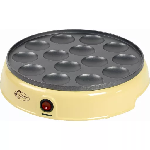 Bestron Poffertjes készülék retro design sárga 800W antilengő bevonattal