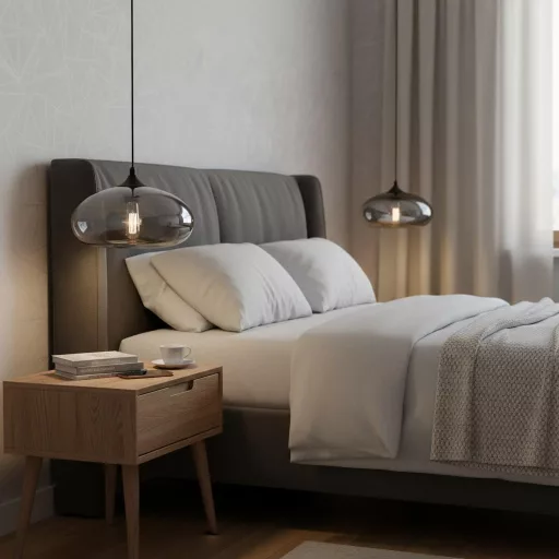 Lustră suspendată industrială vintage de tavan HJXDtech Loft cu sticlă gri fumurie.