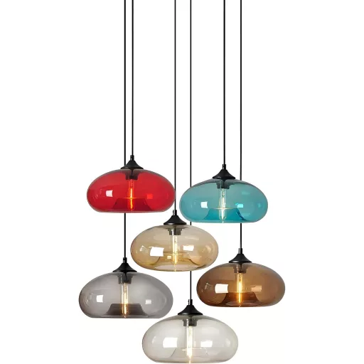 Lustră suspendată industrială vintage de tavan HJXDtech Loft cu sticlă gri fumurie.