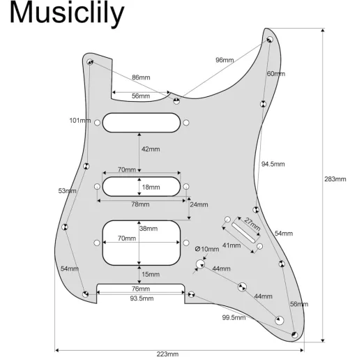 Pickguard Stratocaster Musiclily Pro cu 11 găuri, tip Tortoise, 4 straturi, compatibil Fender