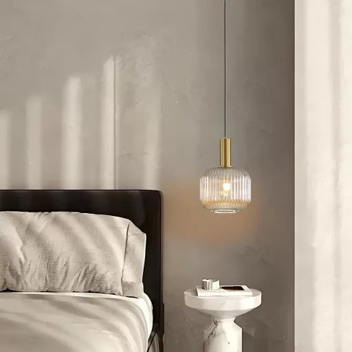 HJXDtech Vintage Ipari Függőlámpa Polírozott Sárgaréz Tartóval és Üveg Búrával