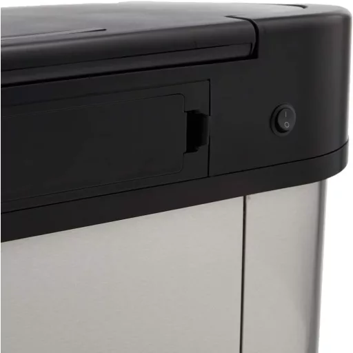 Amazon Basics 60L rozsdamentes acél szenzoros szemetes, fekete-ezüst - 60-Liter, Rectangular