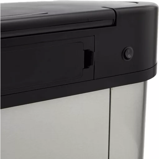 Coș de gunoi cu senzor Amazon Basics, 60L, oțel inoxidabil, negru-argintiu - 60 litri, rectangular