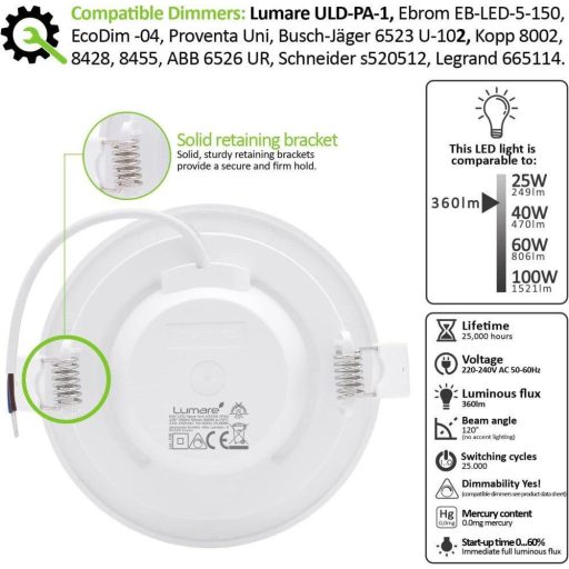 3 db LED süllyesztett spot szabályozható 6W IP44 fröccsenésálló, 26mm beépítési mélység, kerek, meleg fehér 3000K - Újracsomagolt termék