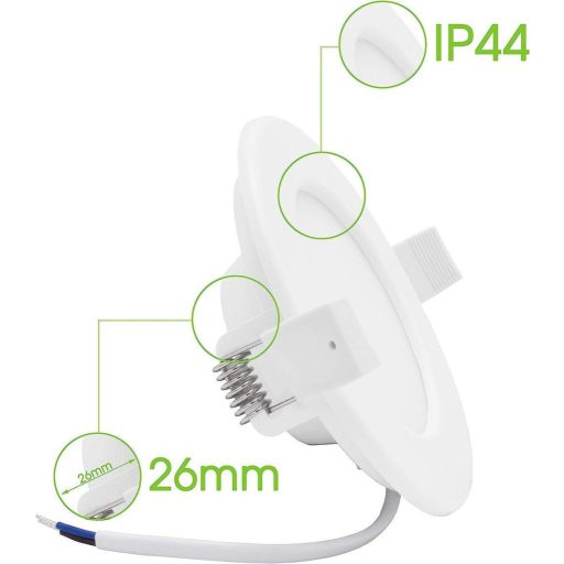 3 db LED süllyesztett spot szabályozható 6W IP44 fröccsenésálló, 26mm beépítési mélység, kerek, meleg fehér 3000K - Újracsomagolt termék