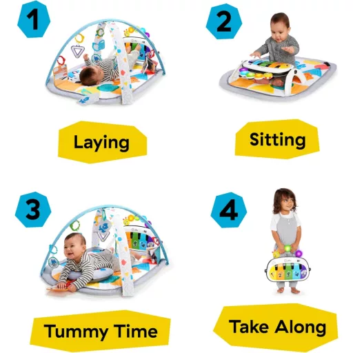 Baby Einstein Kickin' Tunes 4 az 1-ben Zenei Játszógimnasztika Zongorával, 70+ Hang és Fény, 7 Játék - Kickin Tunes 4-in-1 Mat