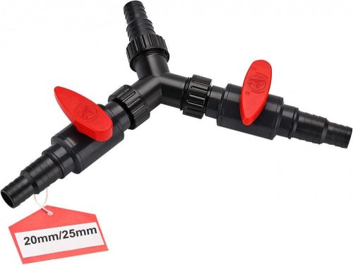 Racord Y pentru grădină cu duză și robinet cu 3 căi, 20/25 mm - Regulator pentru iaz și irigații