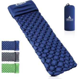   HIKENTURE Ultrakönnyű Kempingmatrac Beépített Párnával - Felfújható Túramatrac Túrázáshoz, Kempingezéshez, Strandhoz - Kompakt, Gyors Felfúj