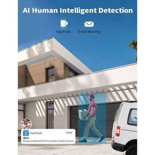 Tonton 4 csatornás megfigyelő rendszer 7" érintőképernyővel, 2x3MP kamera, éjszakai látás, mozgásérzékelés