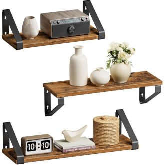   VASAGLE Ipari Stílusú Fali Polcok 3 Darabos Szett Vintage Megjelenés