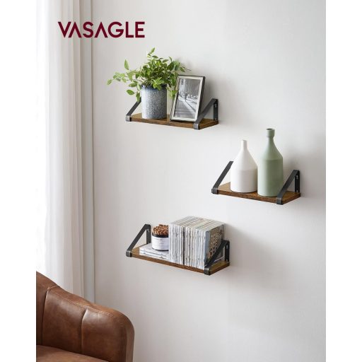 VASAGLE Ipari Stílusú Fali Polcok 3 Darabos Szett Vintage Megjelenés