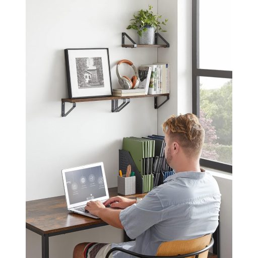 VASAGLE Ipari Stílusú Fali Polcok 3 Darabos Szett Vintage Megjelenés