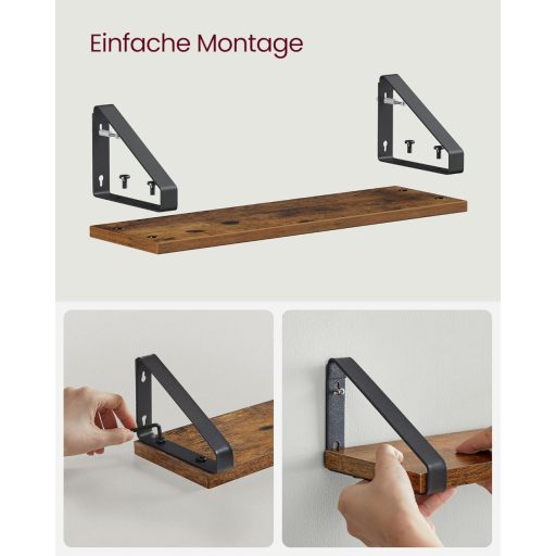 VASAGLE Ipari Stílusú Fali Polcok 3 Darabos Szett Vintage Megjelenés