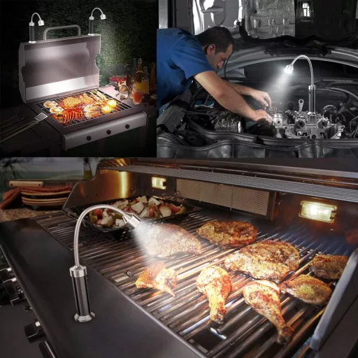 MojiDecor Mágneses Grillvilágítás 360° Forgatható BBQ Lámpa 2db Fekete - Black