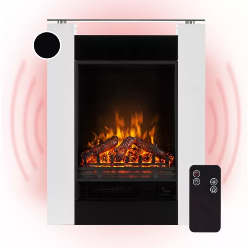 Șemineu electric KLARSTEIN Studio 5, 1800W, cu ventilator de încălzire, efect de flacără, programator săptămânal, alb