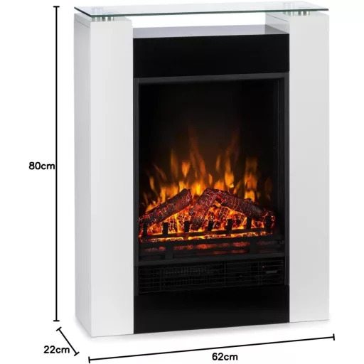 Șemineu electric KLARSTEIN Studio 5, 1800W, cu ventilator de încălzire, efect de flacără, programator săptămânal, alb